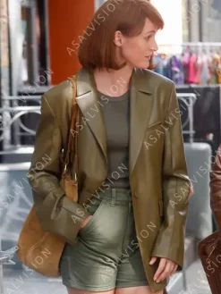 Asal Vision Blazers | A Different Man 2024 Ingrid Leather Blazer Olive Green