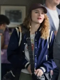 Asal Vision Cotton Jackets | A Family Affair Joey King Varsity Jacket Navy Blue