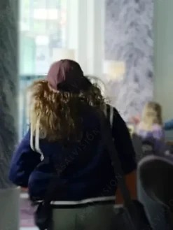 Asal Vision Cotton Jackets | A Family Affair Joey King Varsity Jacket Navy Blue