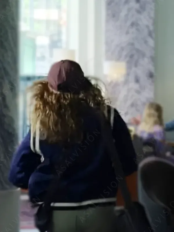 Asal Vision Cotton Jackets | A Family Affair Joey King Varsity Jacket Navy Blue