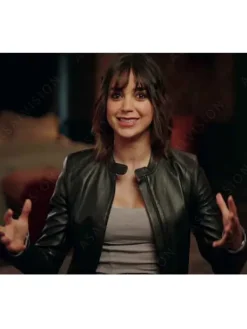 Asal Vision Leather Jackets | Abigail 2024 Melissa Barrera Leather Jacket Black