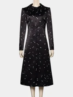 Asal Vision Women Coats | Addams Wednesday 2022 Floral Black Coat Black with Floral Print