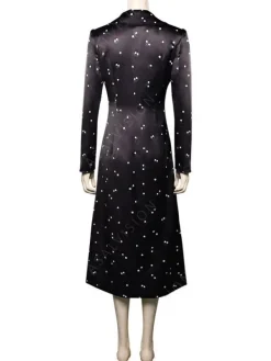 Asal Vision Women Coats | Addams Wednesday 2022 Floral Black Coat Black with Floral Print