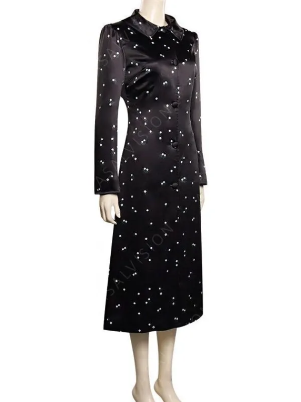 Asal Vision Women Coats | Addams Wednesday 2022 Floral Black Coat Black with Floral Print