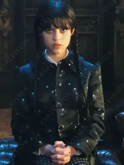 Asal Vision Women Coats | Addams Wednesday 2022 Floral Black Coat Black with Floral Print