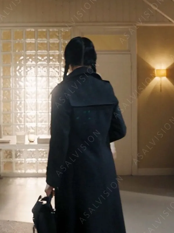 Asal Vision Women Coats | Addams Wednesday Trench Coat Black