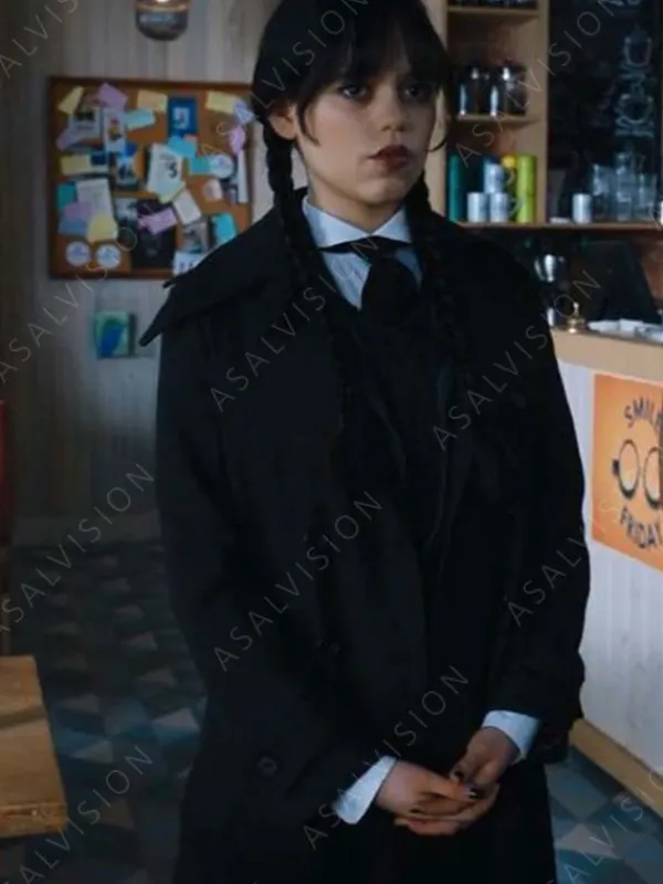 Asal Vision Women Coats | Addams Wednesday Trench Coat Black