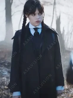 Asal Vision Women Coats | Addams Wednesday Trench Coat Black
