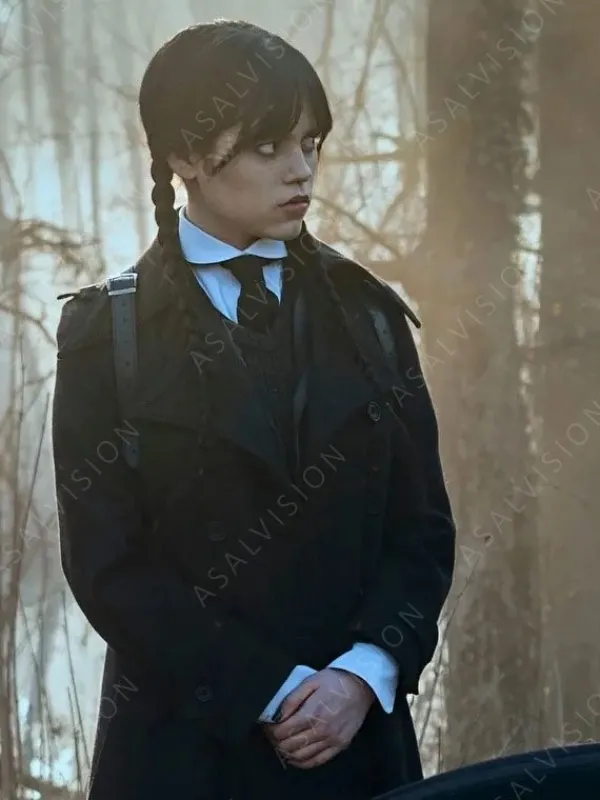 Asal Vision Women Coats | Addams Wednesday Trench Coat Black