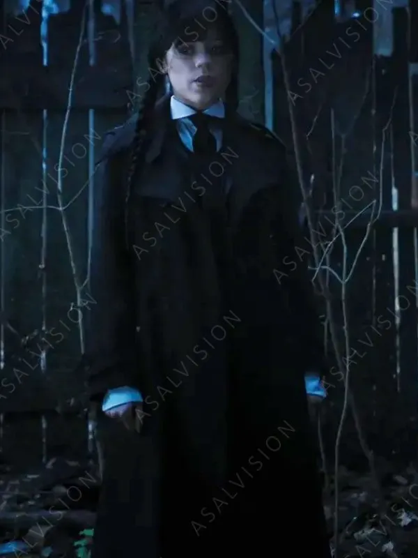 Asal Vision Women Coats | Addams Wednesday Trench Coat Black