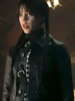 Asal Vision Leather Jackets | Black Jackets | Addams Wednesday Jenna Ortega Leather Jacket Black