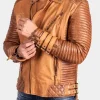 Asal Vision Brown Jackets | Quilted Jackets | Adrian Quilted Biker Leather Jacket Mens Tan Brown