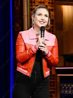 Asal Vision Leather Jackets | After Midnight Taylor Tomlinson Leather Jacket Pink And Red