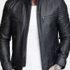 Asal Vision Black Jackets | Cafe Racer Jackets | Aiden Fashion Leather Biker Jacket For Mens Black