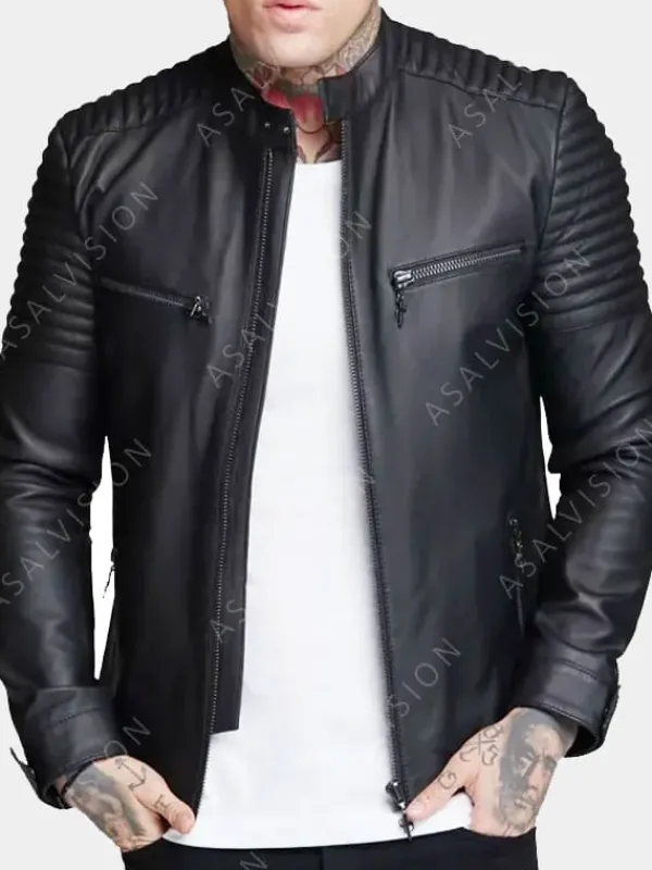 Asal Vision Black Jackets | Cafe Racer Jackets | Aiden Fashion Leather Biker Jacket For Mens Black
