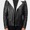Asal Vision Black Jackets | Biker Jackets | Alberto Shearling Black Biker Jacket Black And White