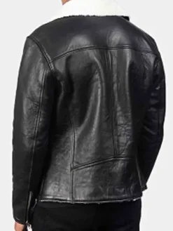 Asal Vision Black Jackets | Biker Jackets | Alberto Shearling Black Biker Jacket Black And White