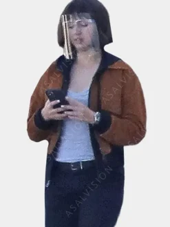 Asal Vision Cotton Jackets | Ana De Armas The Gray Man Bomber Jacket Brown