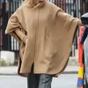 Asal Vision Women Coats | Anatomy of a Scandal Sienna Miller Poncho Camel