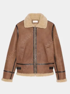 Asal Vision Leather Jackets | Brown Jackets | Anderson Aviator Light Shearling Jacket Brown