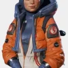 Asal Vision Leather Jackets | Apex Legends Wattson Jacket Orange and Blue