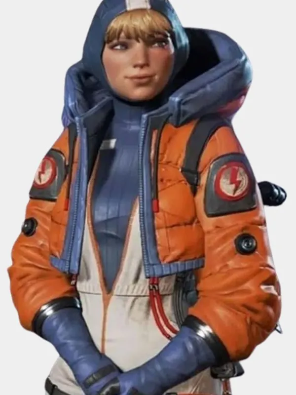 Asal Vision Leather Jackets | Apex Legends Wattson Jacket Orange and Blue