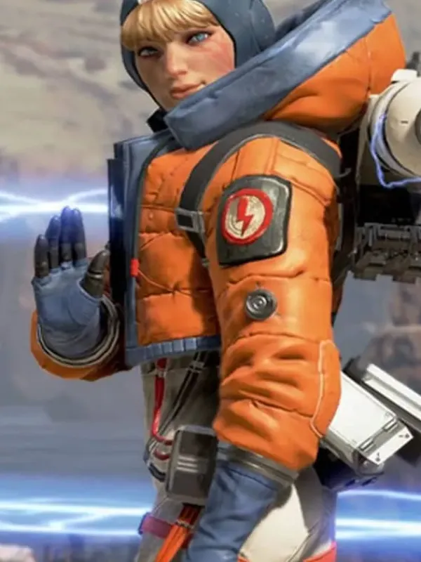 Asal Vision Leather Jackets | Apex Legends Wattson Jacket Orange and Blue