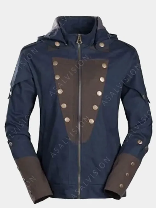 Asal Vision Cotton Jackets | Arno Dorian Assassins Creed Unity Hooded Jacket Blue And Brown