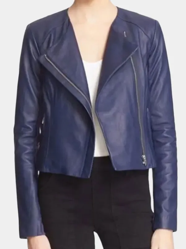 Asal Vision Leather Jackets | Arrow Season 5 Felicity Smoak Leather Jacket Blue