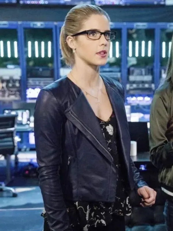 Asal Vision Leather Jackets | Arrow Season 5 Felicity Smoak Leather Jacket Blue