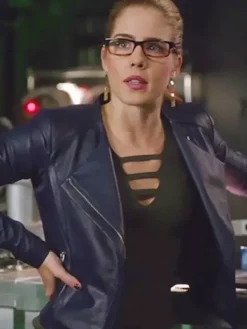 Asal Vision Leather Jackets | Arrow Season 5 Felicity Smoak Leather Jacket Blue