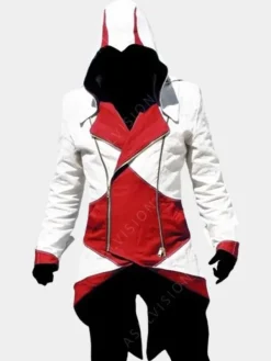 Asal Vision Leather Jackets | Assassins Creed Hoodie White And Red