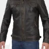 Asal Vision Brown Jackets | Biker Jackets | Atlas Quilted Shoulders Mens Biker Leather Jacket Dark Brown