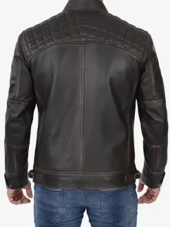 Asal Vision Brown Jackets | Biker Jackets | Atlas Quilted Shoulders Mens Biker Leather Jacket Dark Brown