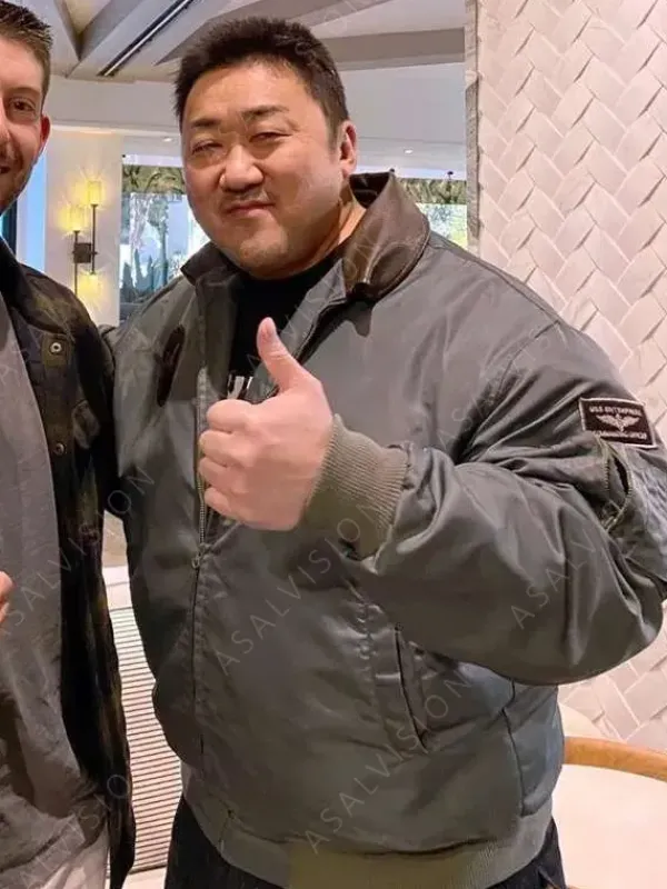 Asal Vision Cotton Jackets | Badland Hunters 2024 Ma Dong-seok Bomber Jacket Grey