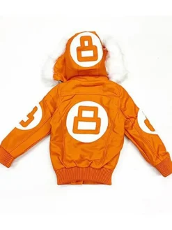 Asal Vision Leather Jackets | 8 ball Parka Jacket With Fur Hood Orange