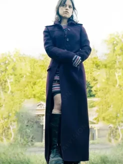Asal Vision Women Coats | Beetlejuice 2024 Jenna Ortega Wool Long Coat Maroon