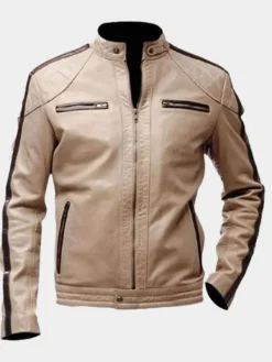 Asal Vision Biker Jackets | Leather Jackets | Leather Moto Jacket Beige
