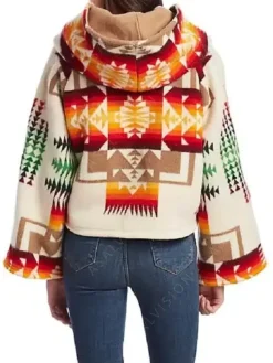 Asal Vision Women Coats | Beth Dutton Aztec Poncho Style Printed Wool Coat Printed Design
