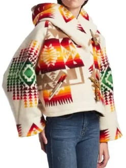 Asal Vision Women Coats | Beth Dutton Aztec Poncho Style Printed Wool Coat Printed Design