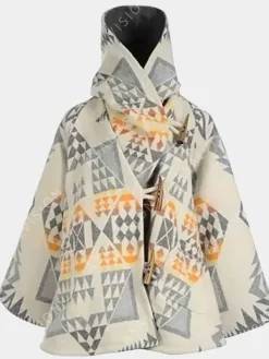 Asal Vision Women Coats | Beth Dutton Yellowstone Kelly Reilly Poncho Coat White