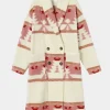 Asal Vision Women Coats | Beth Dutton Yellowstone Season 5 Pink Printed Coat Pink And Cream