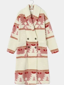 Asal Vision Women Coats | Beth Dutton Yellowstone Season 5 Pink Printed Coat Pink And Cream