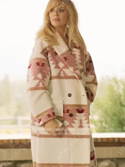 Asal Vision Women Coats | Beth Dutton Yellowstone Season 5 Pink Printed Coat Pink And Cream