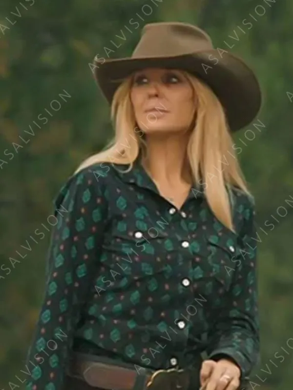 Asal Vision Cotton Jackets | Beth Dutton Yellowstone Season 5 Printed Shirt Green And Black Printed
