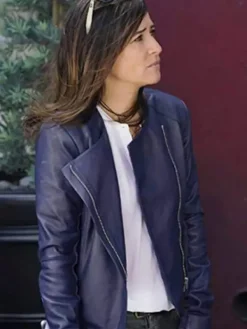 Asal Vision Leather Jackets | Better Things Season 4 Sam Fox Leather Jacket Blue