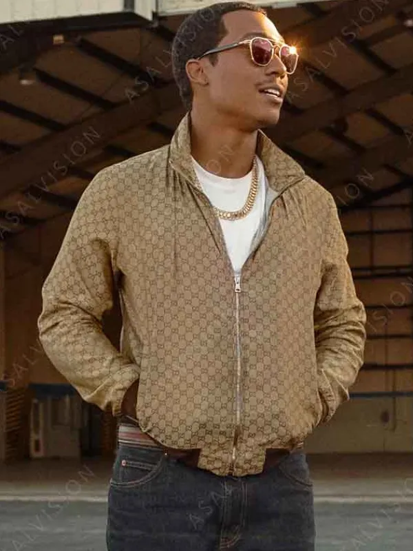 Asal Vision Cotton Jackets | Big Meech Flenory BMF Season 3 Bomber Jacket Brown With Printed Design