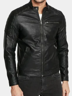 Asal Vision Black Jackets | Cafe Racer Jackets | Cafe Racer Real Leather Jacket For Men Black
