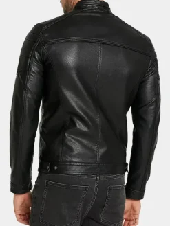 Asal Vision Black Jackets | Cafe Racer Jackets | Cafe Racer Real Leather Jacket For Men Black