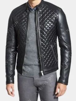 Asal Vision Black Jackets | Leather Jackets | Diamond Quilted Leather Jacket Mens Black
